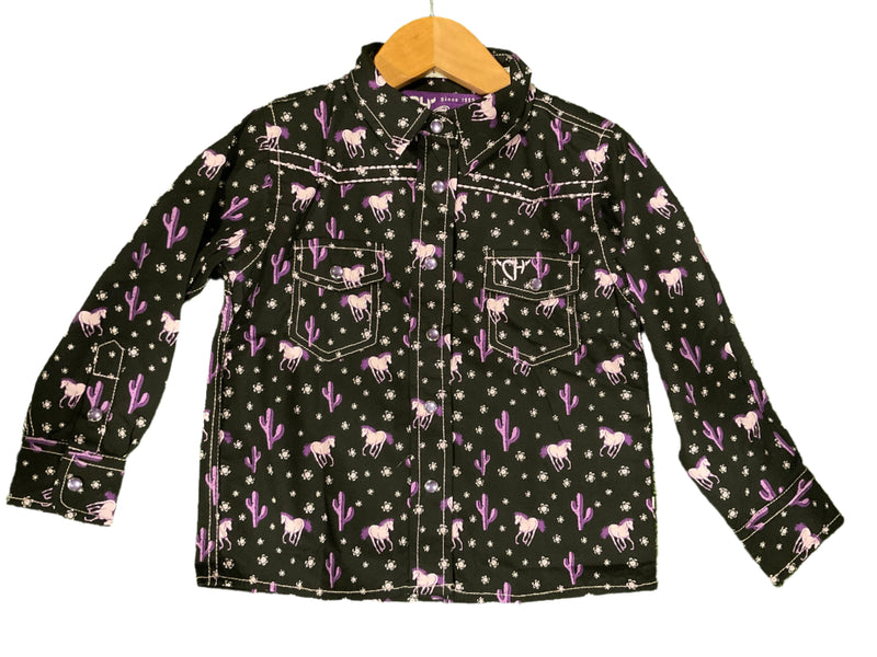 Cowgirl Hardware Toddler Girls Southwest Rider Blk/Purple Shirt