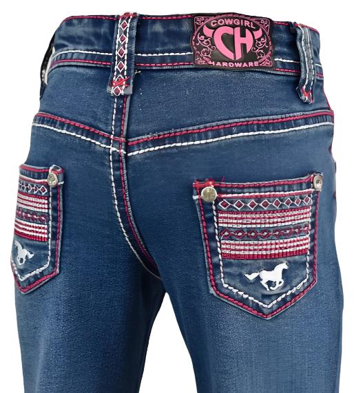 Cowgirl Hardware Pink Running Horse Jeans