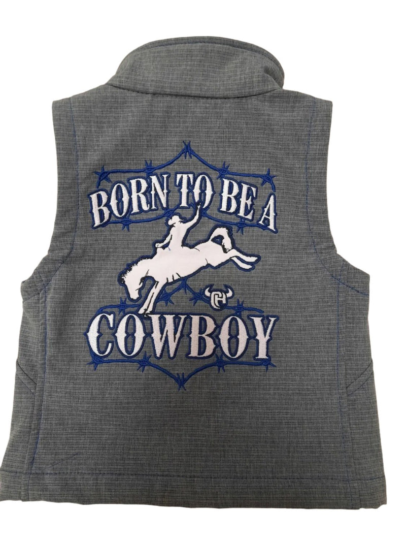 Cowboy Hardware Toddler "Born To Be A Cowboy" Grey Poly Vest