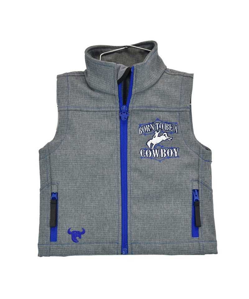 Cowboy Hardware Toddler "Born To Be A Cowboy" Grey Poly Vest