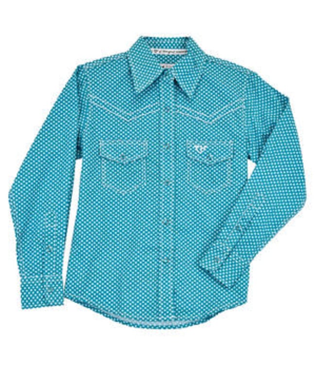 Cowgirl Hardware Girls Turquoise Spotted Western Shirt