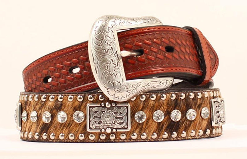 Mens Hide Rhinestone Belt- CLEARANCE