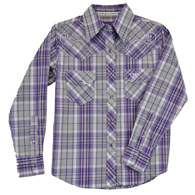 Cowgirl Hardware Girls Purple Plaid Shirt