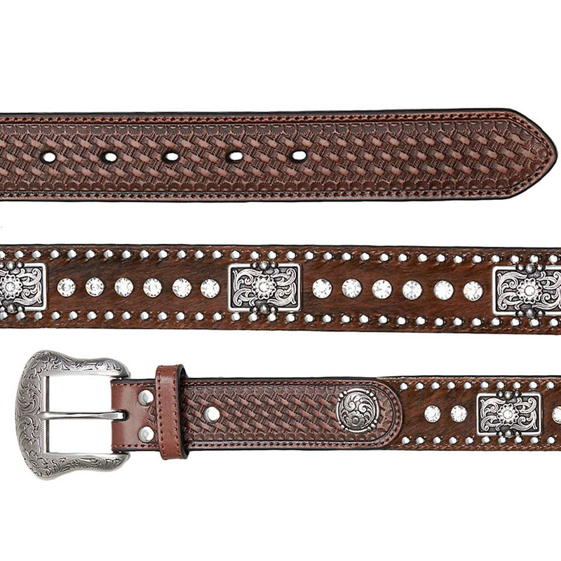 Mens Hide Rhinestone Belt- CLEARANCE