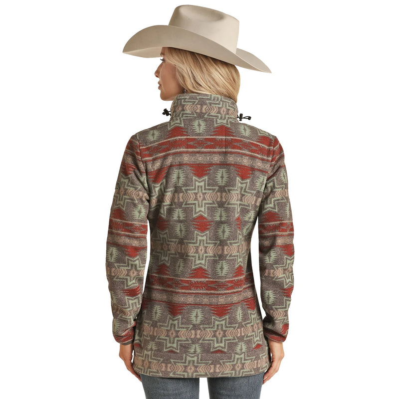 Womens Charcoal Print Aztec Pullover