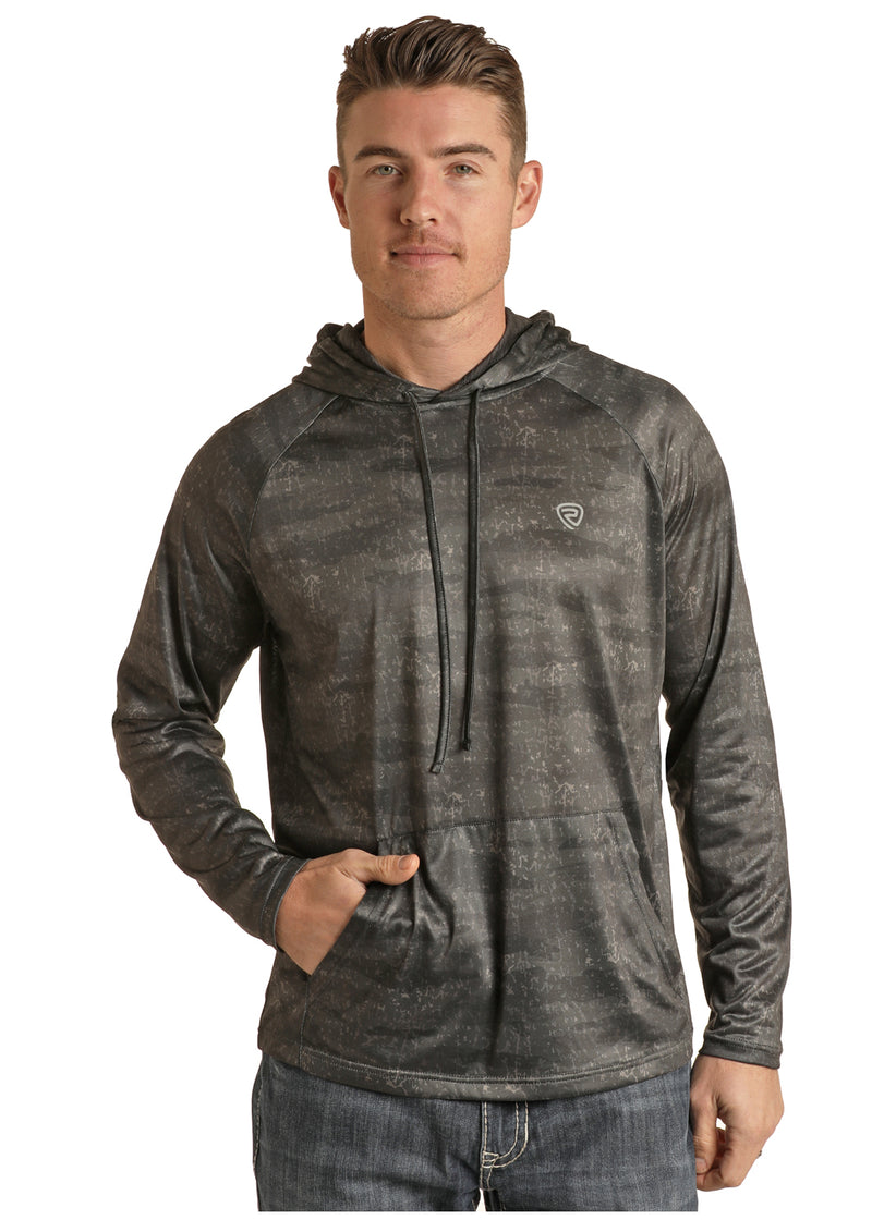 Mens Charcoal Pocket Hooded Shirt