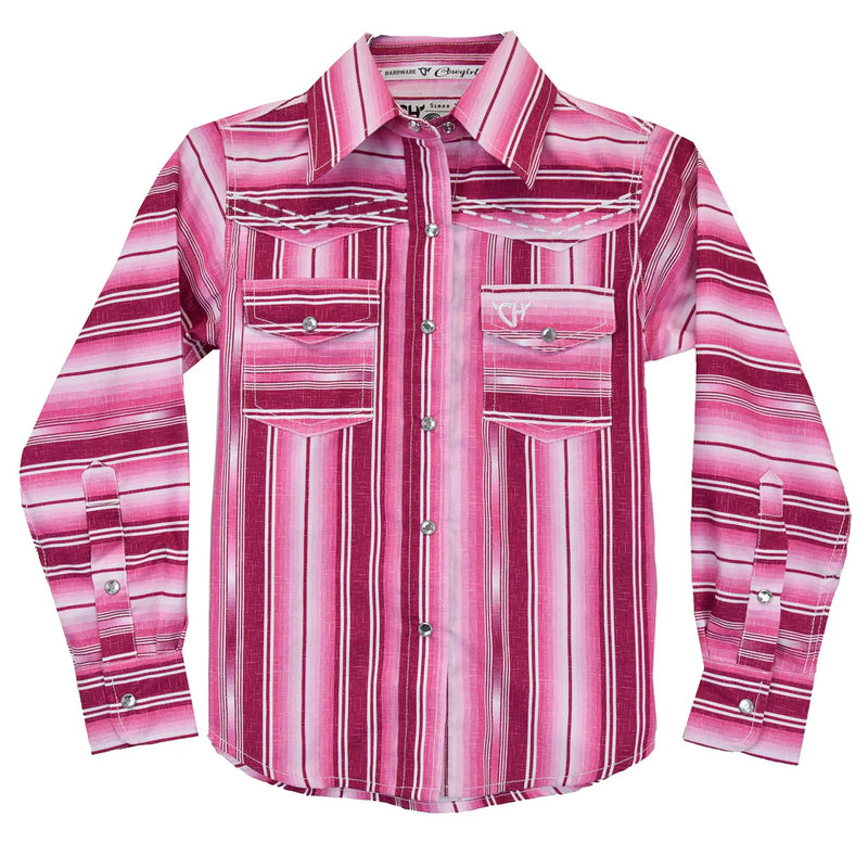 Cowgirl Hardware Girls Pink Serape Western Shirt