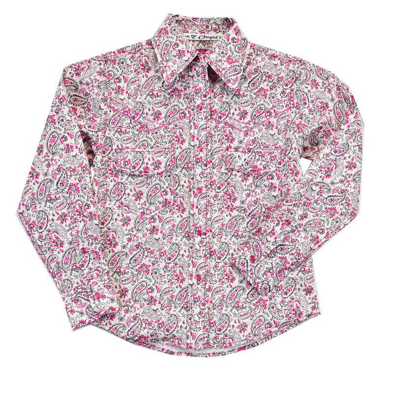 Cowgirl Hardware Girls Pink Paisley Western Shirt