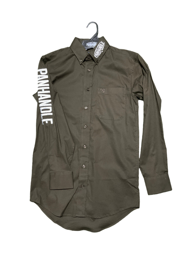 Mens Olive Embroidered Panhandle Shirt