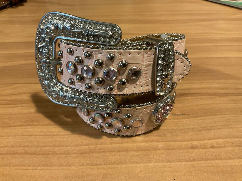 Girls Pink Heart Concho Belt CLEARANCE SIZE 18" ONLY