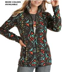 Womens Black Aztec Fleece Jacket