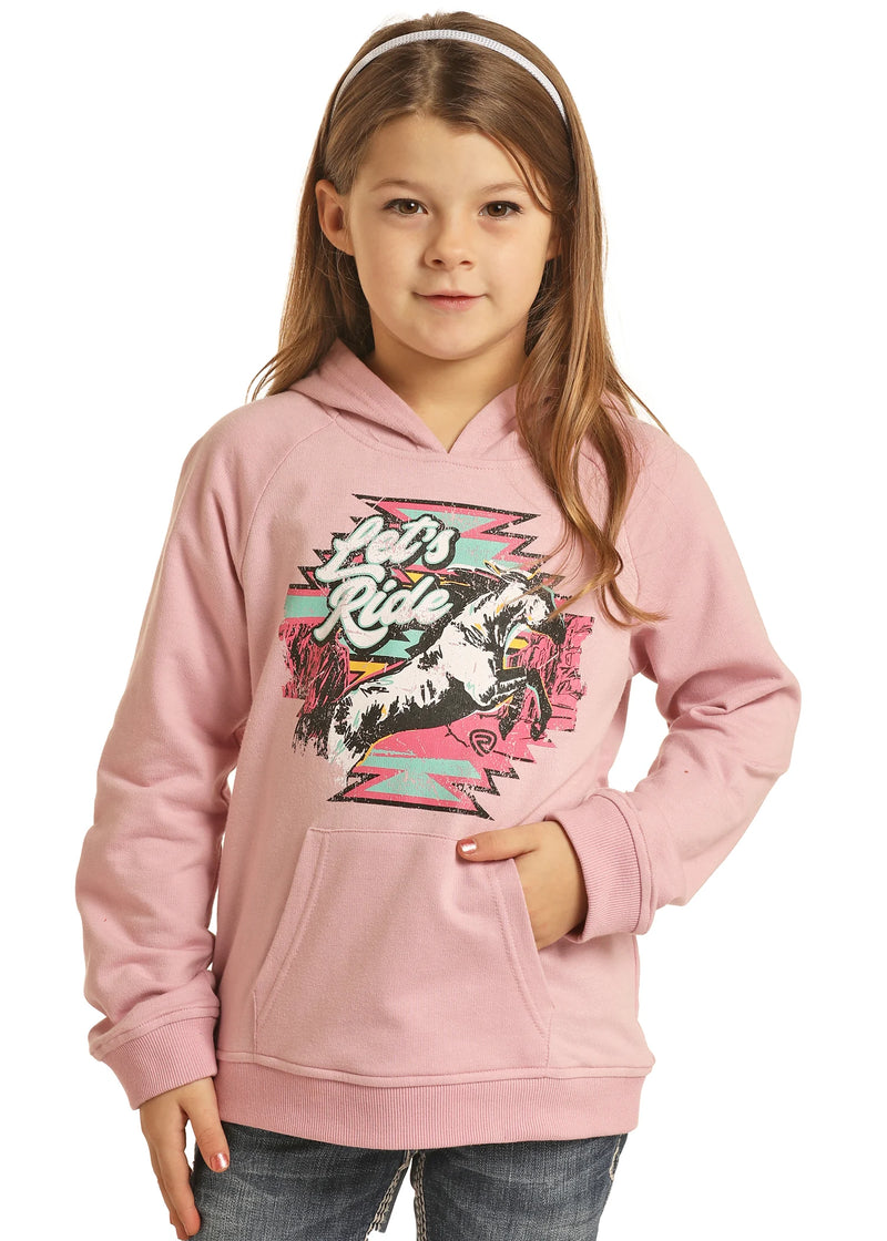 Girls Rock & Roll Cowgirl Pink Lets Ride Pullover