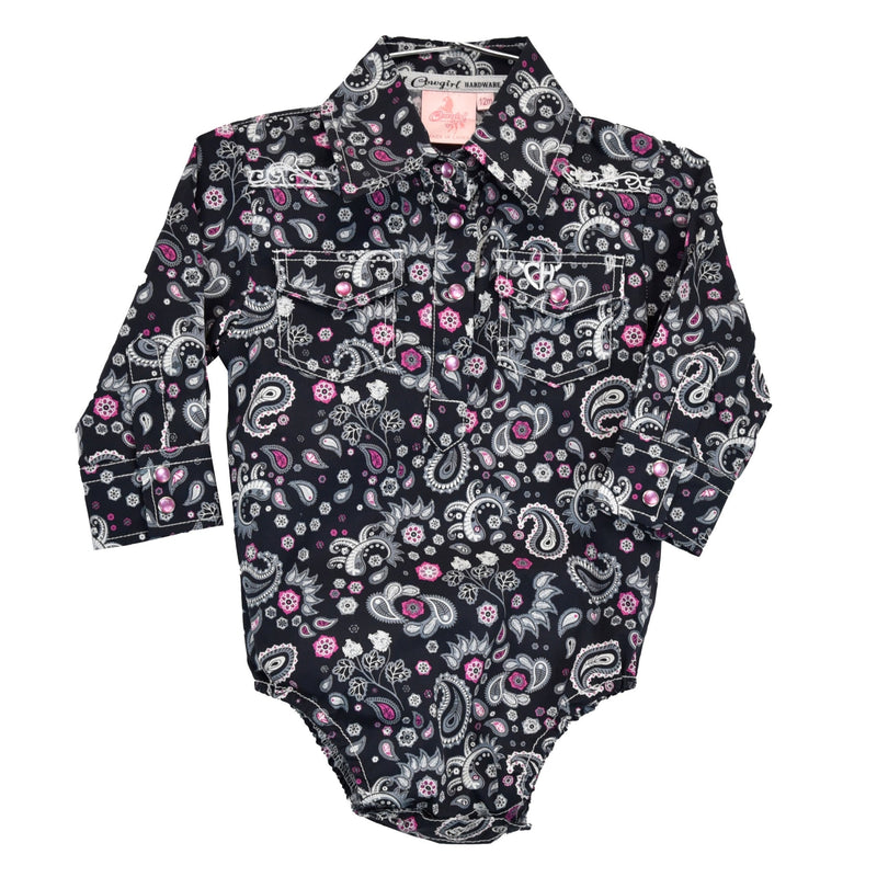 Cowgirl Hardware Infant Girls Pink Paisley Romper