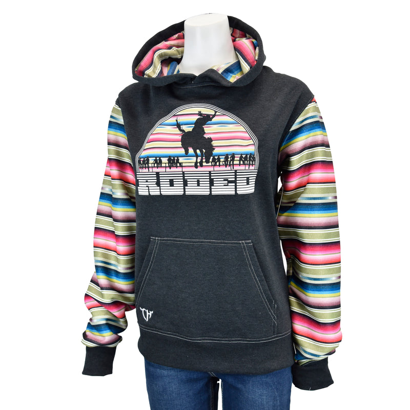 Womens Black Pink Serape Rodeo Hoodie