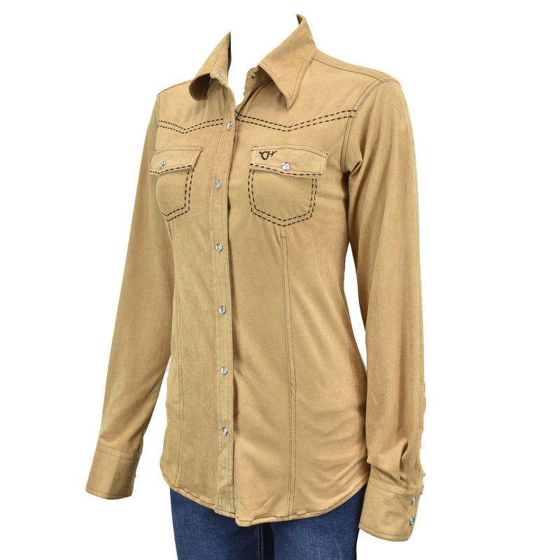 Cowgirl Hardware Womens Faux Tan Western  Shirt